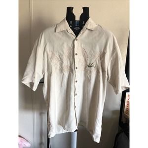 Bamboo Cay Men's Shirt Size Medium Bamboo Embroidered Button Up Camp